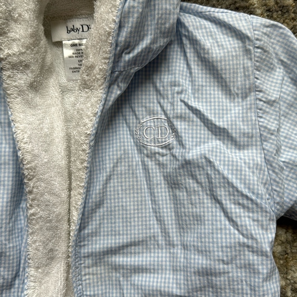 Baby Dior Christian Dior blue gingham bath robe